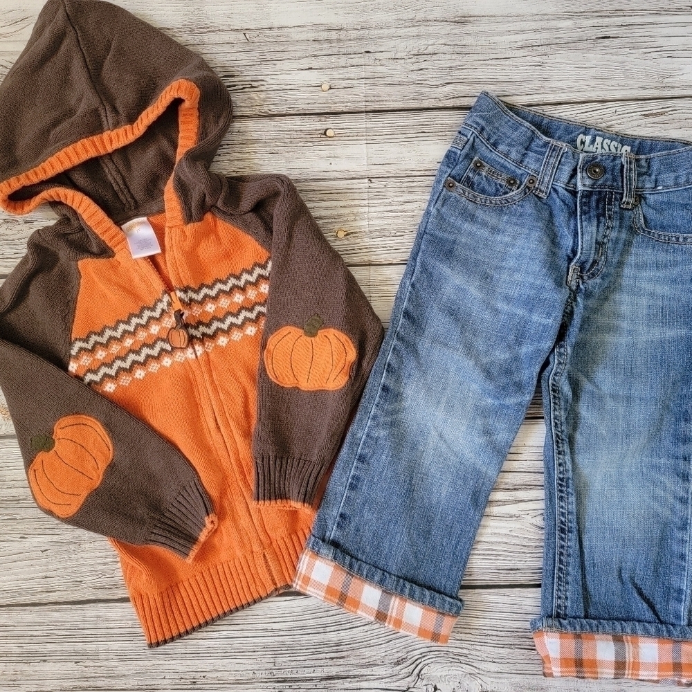 Gymboree Pumpkin Sweater and Jeans Size 2T VGUC